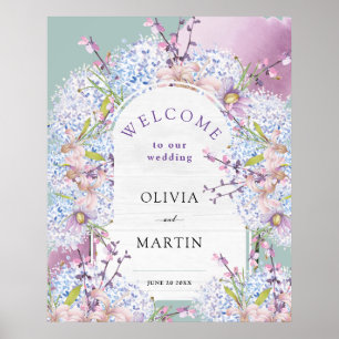 Mint and Mauve Wedding Watercolor Floral Poster