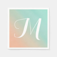 Mint and Peach Ombre Fade Monogram