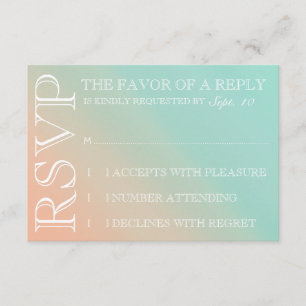 Mint and Peach Ombre Wedding Invitation rsvp