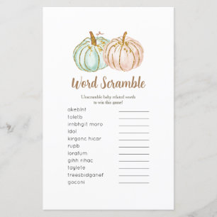 Mint and Peach Pumpkin Gold Word Scramble Game