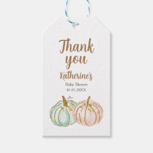 Mint and Peach Pumpkin Thank You Tag. Gift Tags