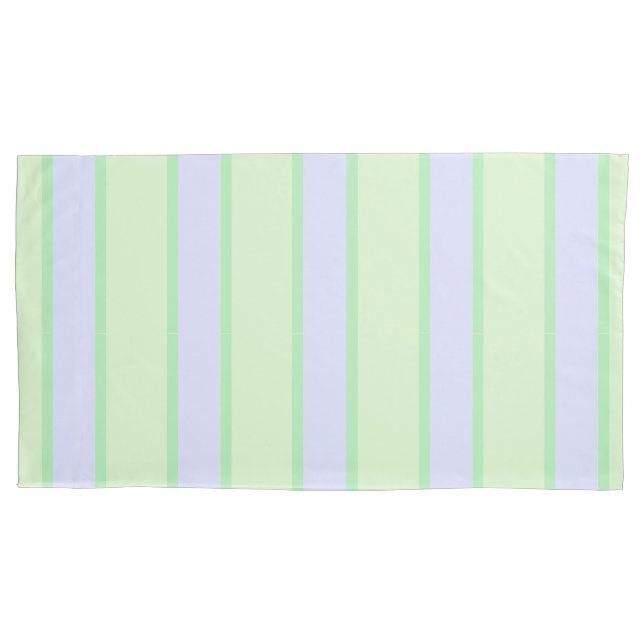 Mint and Periwinkle Pastel Stripe Pillowcase (Front)