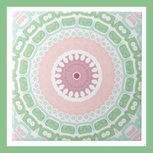 Mint and Pink Decorative Mandala Tile