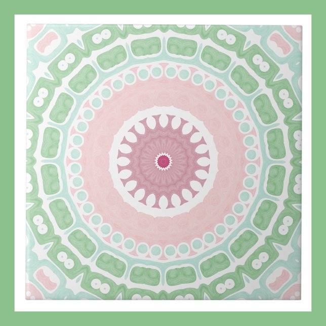 Mint and Pink Decorative Mandala Tile (Creator Uploaded)
