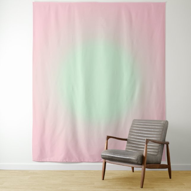 Mint And Pink Gradient Ombre Photo Backdrop Tapestry (In Situ)