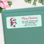 Mint and Pink Ice Skating Penguin Merry Christmas<br><div class="desc">These custom mint green and pink Christmas return address labels feature the "Merry Christmas" saying in script font and a cute penguin ice skater in pink apparel. The template makes it easy to type your address.</div>
