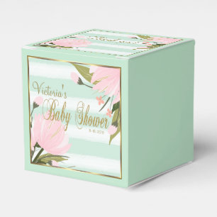 Mint and Pink Stripe Baby Shower Favor Box