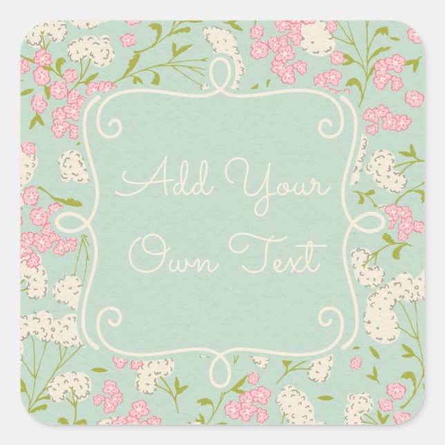 Mint and Pink Vintage Flower Stickers (Front)
