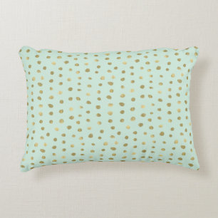 Mint and Pretty Gold Dots Accent Pillow