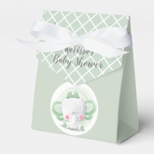 Mint and White Baby Unisex Jungle Elephant Favor Box