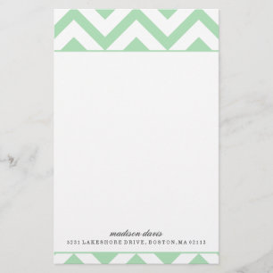 Mint and White Chevron   Personalized Stationery