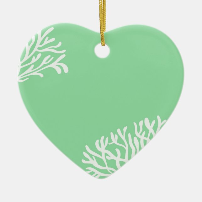 Mint and White Coral Ceramic Ornament (Front)