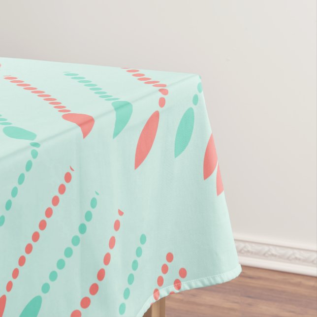 Mint and White Cute Beads Coral Pattern Tablecloth (In Situ)