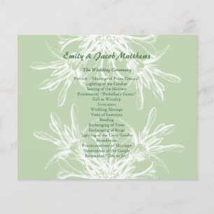 Mint and White Floral Wedding Program
