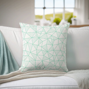Mint and White Modern Geometric Triangle Pattern Throw Pillow