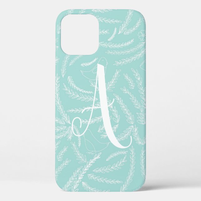 Mint and White Personalized Phone Case (Back)