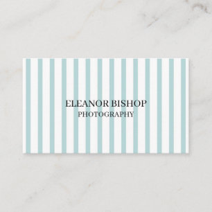Mint and White Pinstripes Pattern Modern Business Card