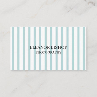 Mint and White Pinstripes Pattern Modern Business Card