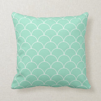 Mint and White Scallop Pattern Throw Pillow
