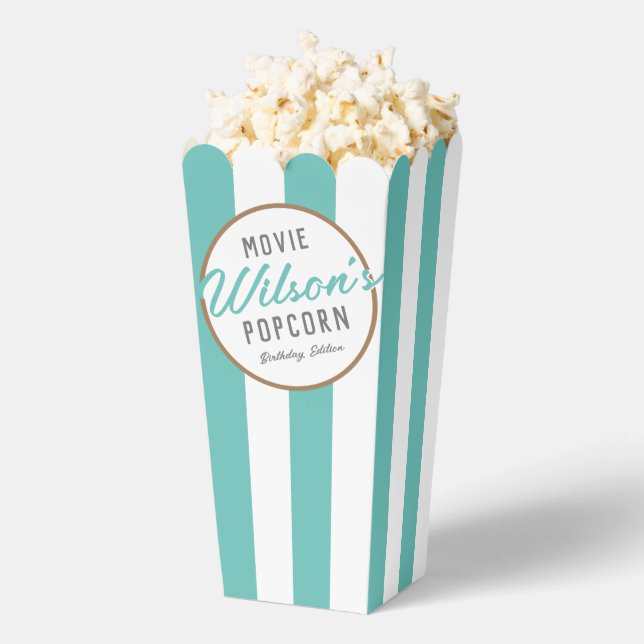 Mint and White Special Event Movie Night Popcorn Favor Box (Popped)