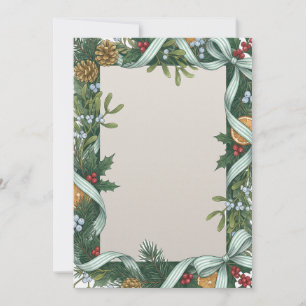 Mint And White Striped Border Christmas Photo Card