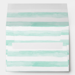Mint and White Watercolor Stripes Envelopes