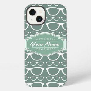 Mint and Whitte Glasses Pattern Personalized iPhone 13 Case