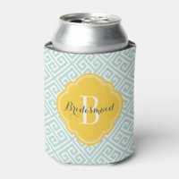 Mint and Yellow Greek Key Monogram