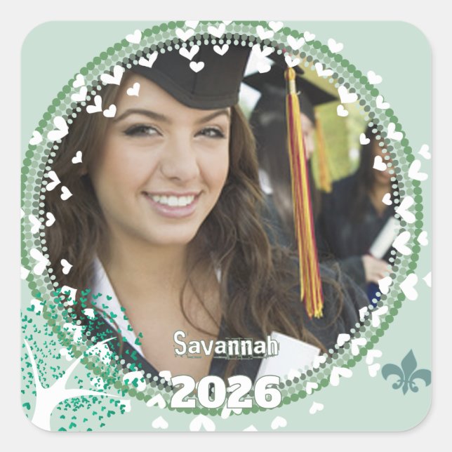 Mint Aqua Graduation Photo Stickers (Front)