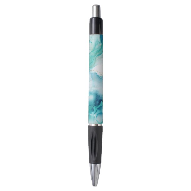Mint Aqua Ink Marble Pen (Front Vertical)