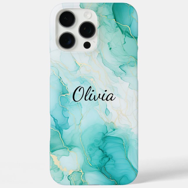 Mint Aqua Pearl Gold Marble  Case-Mate iPhone Case (Back)