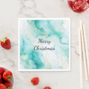 Mint Aqua Pearl Gold Marble Napkin