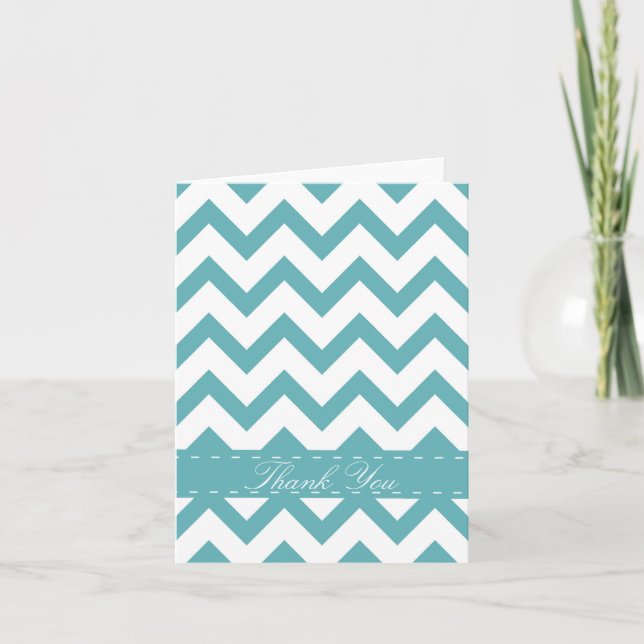 Mint Aqua White Chevron thank you (Front)