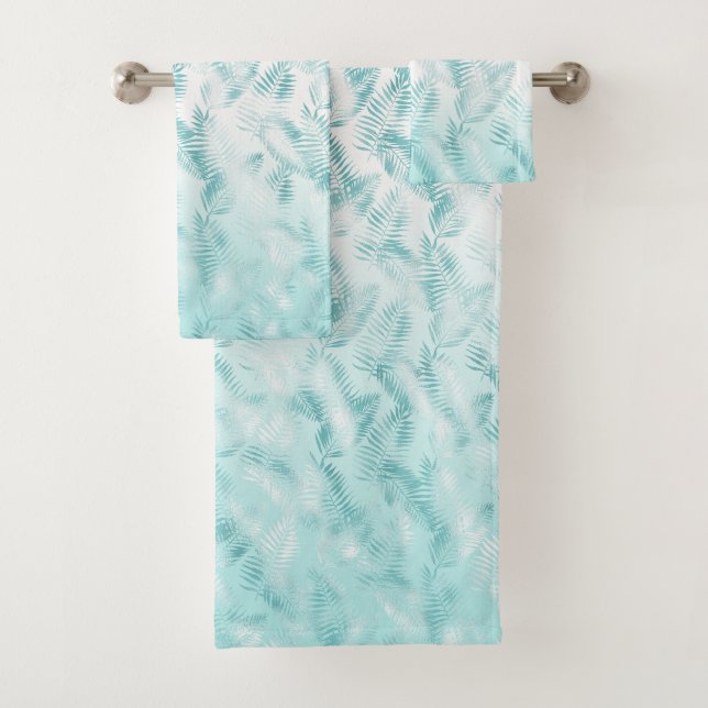 Mint Aqua White Feuilles tropicaux     (En situation)