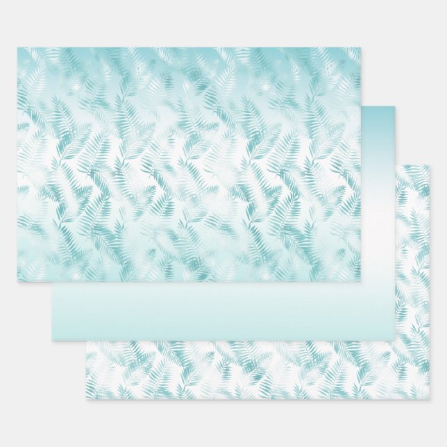 Mint Aqua White Tropical Beach Feuilles (Lot)