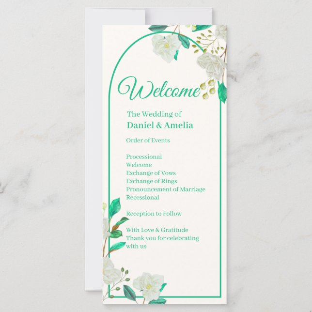 Mint Arch Wedding Ceremony Program  (Front)