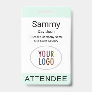 Mint Attendee Badge Event Logo Clip Lanyard Reel