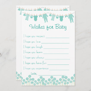 Mint Baby Shower Wishes For Baby Game Invitation