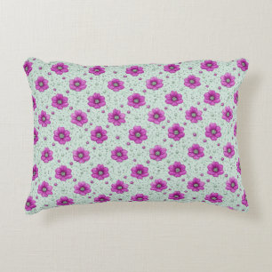 Mint Background Flowers For Everyday Floral Decor Accent Pillow
