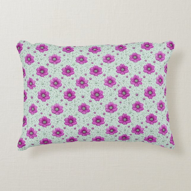 Mint Background Flowers For Everyday Floral Decor Accent Pillow (Front)
