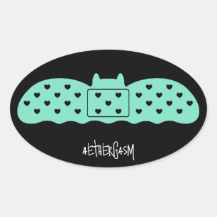 Mint Bat Bandage Oval Sticker