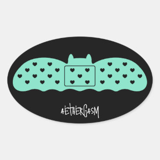 Mint Bat Bandage Oval Sticker