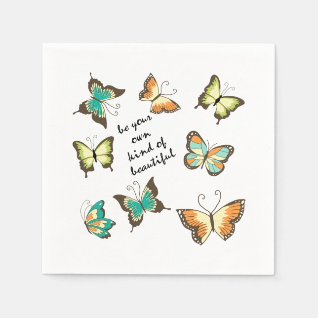 Mint Be Your Own Beautiful Butterflies Napkin (Front)