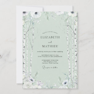 Mint Birch Forest Eucalyptus Wedding Invitation