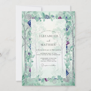 Mint Birch Woodland Eucalyptus Wedding Invitation