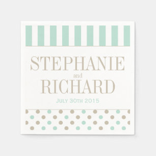 MINT BISQUE DOTS STRIPES PAPER NAPKINS