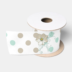 MINT BISQUE DOTS STRIPES Ribbon Satin Ribbon
