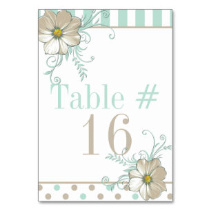 MINT BISQUE DOTS STRIPES Table Card