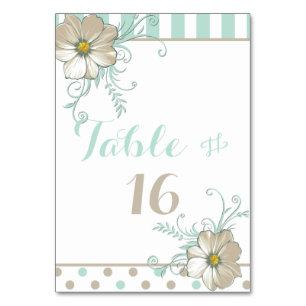 MINT BISQUE DOTS STRIPES Table Card