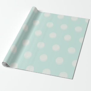 Mint/Black Bokeh Polka Dots Minimalist Pattern Wrapping Paper